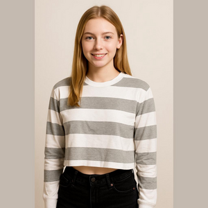 DEFROST WHITE AND GREY LONGSLEEVES TOP